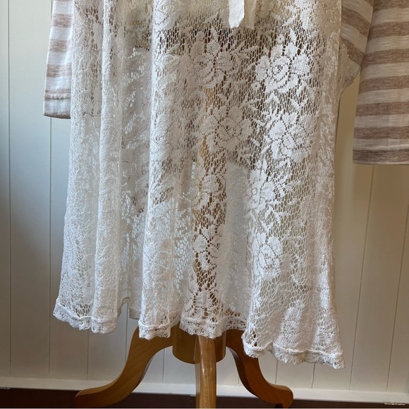 A’reve High-Low Boho Womens Striped Tunic & Lace Top, Size Medium - Picture 8 of 12